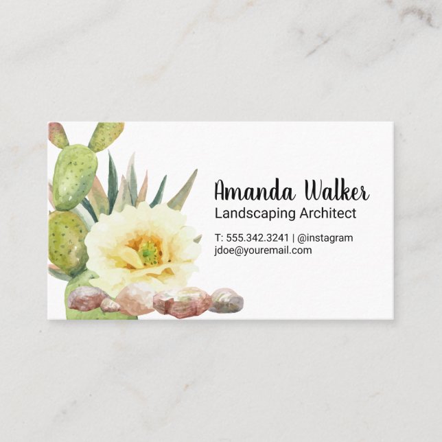 Carte De Visite Succulents | Fleurs et rochers (Devant)