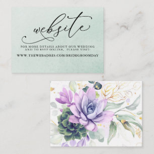 Carte De Visite Succulents Purple Greenery Mariage Website Card