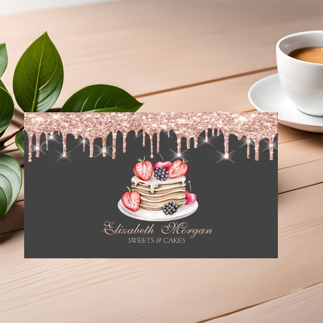 Carte De Visite Sucettes Pancakes Rose Gold Drives Boulangerie (Créateur téléchargé)
