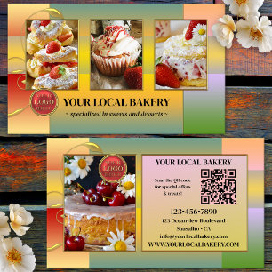 Carte De Visite Sucre Boulangerie Dessert Photo Logo QR Code