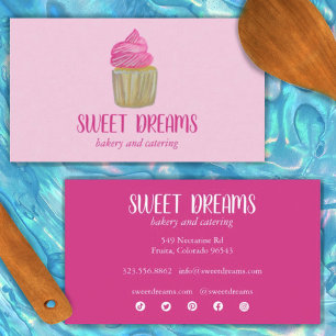 Carte De Visite Sucré Cupcake Restauration Boulangerie Charme rose