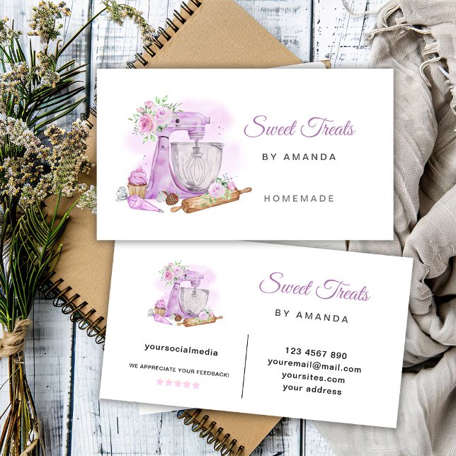 Carte De Visite Sucre Traitements Purple Boulangerie (Créateur téléchargé)