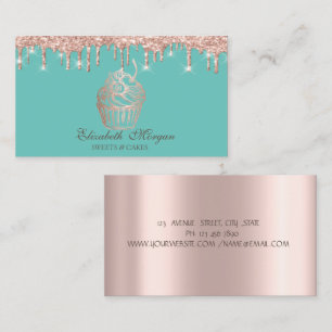 Carte De Visite Sucres Rose Cupcake Gold Drives Mint Green Bakery