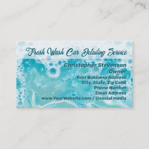 Carte De Visite Suds Bubbles Blue Water Car Détail Nettoyage