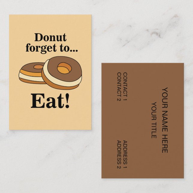 Carte De Visite Sugar Donut Doughnut Bakery (Devant / Derrière)