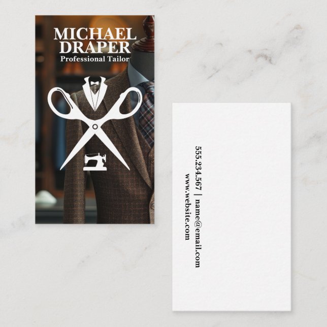 Carte De Visite Suit sur mesure | Seamstress (Devant / Derrière)