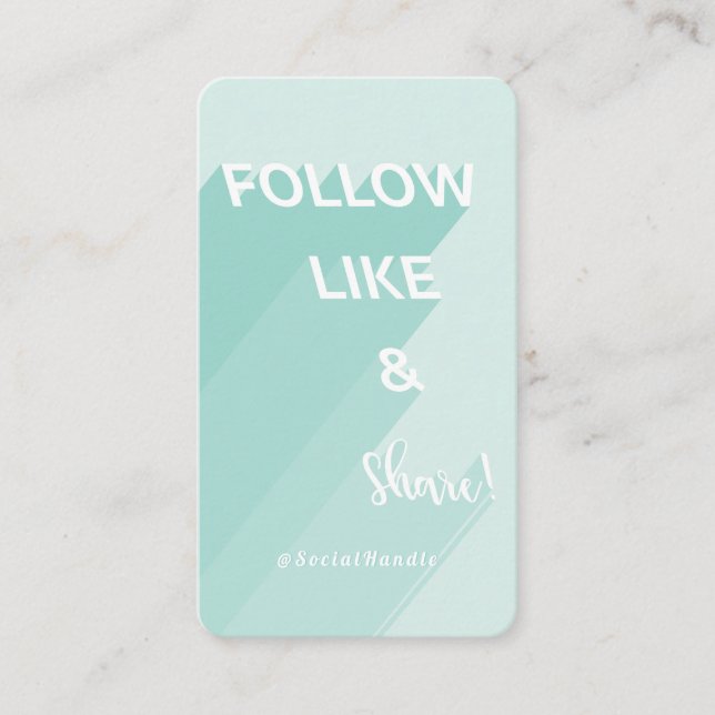 Carte De Visite Suivez, j'aime et partage Mint Green Social Media  (Devant)