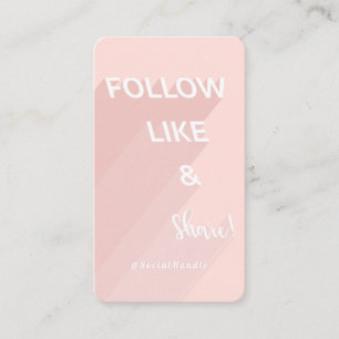 Carte De Visite Suivez, Like & Share Pink Social Media Photo