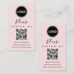 Carte De Visite Suivez-nous Code QR Rose bleu moderne