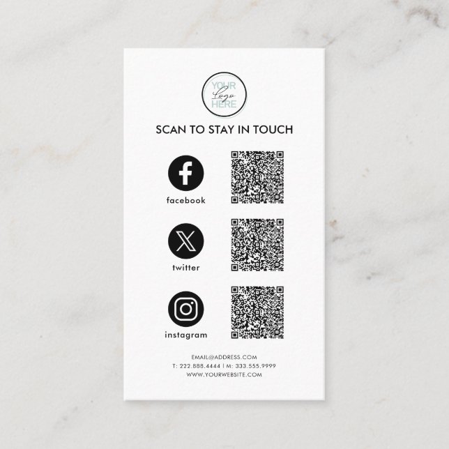 Carte De Visite Suivez-nous Social Media QR Code (Devant)