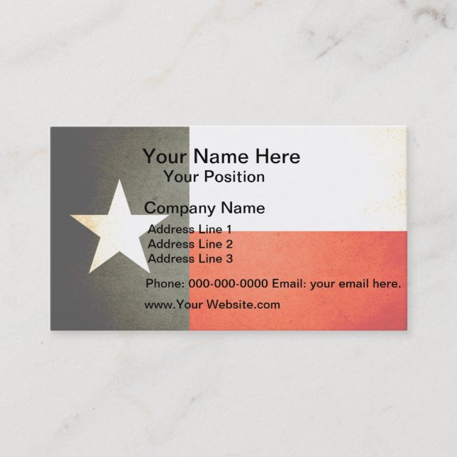 Carte De Visite Sun a embrassé le drapeau du Texas (Devant)