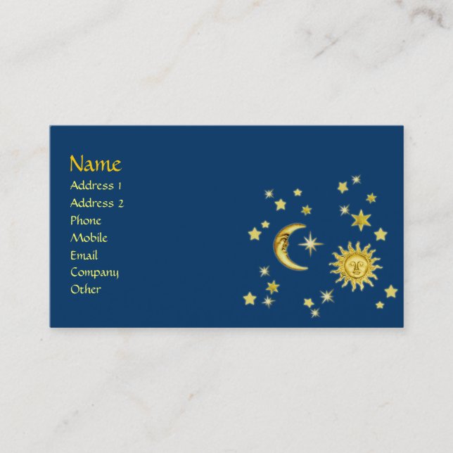 Carte De Visite Sun, lune et étoiles (Devant)