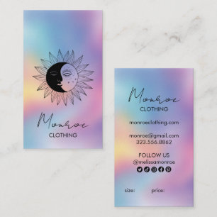 Carte De Visite Sun Moon Boho Line Art Rainbow Social HANG TAGS