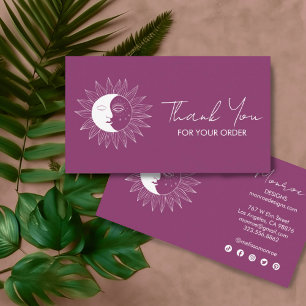 Carte De Visite Sun & Moon Boho Social Icons Commander Merci Berry