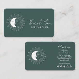 Carte De Visite Sun & Moon Boho Social Icons Commander Merci Sage