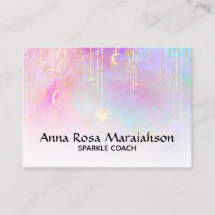 Carte De Visite *~* Sun Unicorn Rainbow Gold Sparkle Parties scint