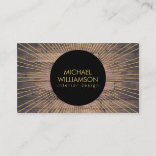 Carte De Visite Sunburst Gold avec concepteur de bois rustique