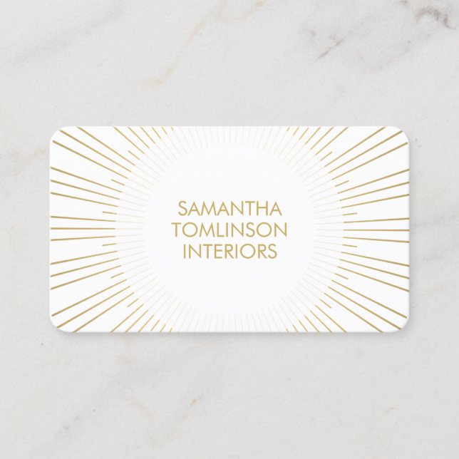 Carte De Visite Sunburst Or sur White II Designer d'intérieur (Devant)