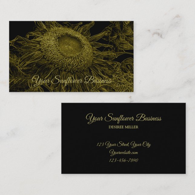 Carte De Visite Sunflower Jaune Floral Art élégant (Devant / Derrière)