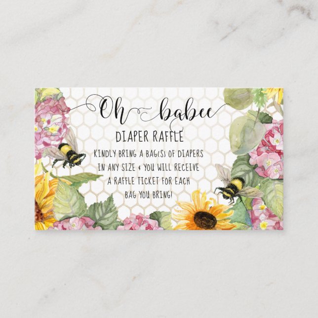 Carte De Visite Sunflower Oh Babee Bumblebee Girl Diaper Raffle (Devant)