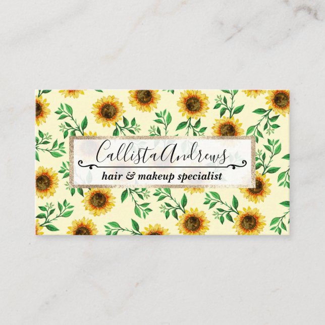 Carte De Visite Sunny Neon Pastel Fleurs de soleil Jaunes Motif Fe (Devant)