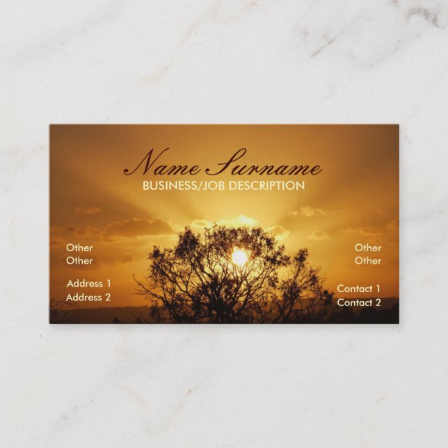 Carte de visite Sunrays Sunset (Devant)