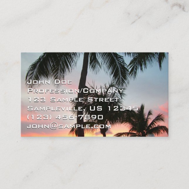 Carte De Visite Sunset Palms Tropical Paysage Photographie (Devant)
