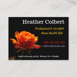 Carte De Visite Sunset Rose Professional Caregiver 