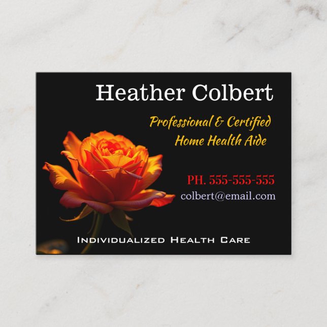 Carte De Visite Sunset Rose Professional Caregiver  (Devant)
