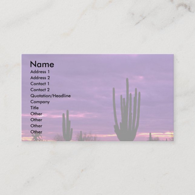 Carte De Visite Sunset, Scottsdale, Arizona (Devant)