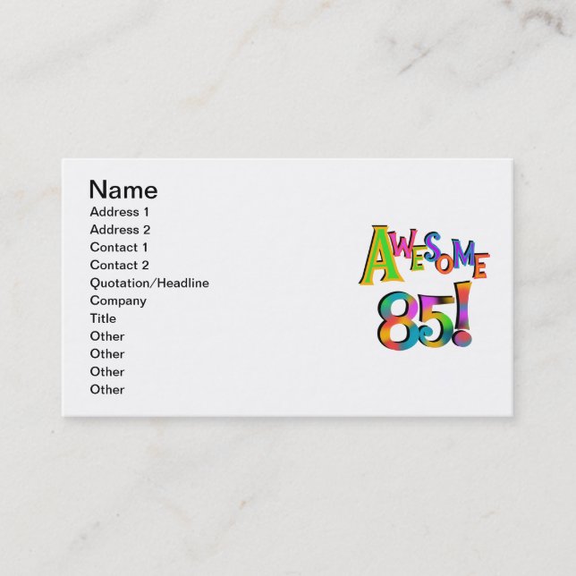 Carte De Visite Super 85 T-shirts et cadeaux d'anniversaire (Devant)