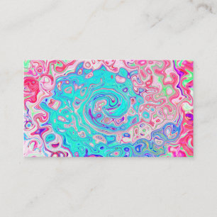 Carte De Visite Super Aqua Blue et rose Abstrait Retro Swirl