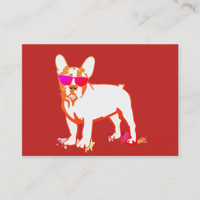 Carte De Visite Super Frenchie Bulldog rouge (Devant)