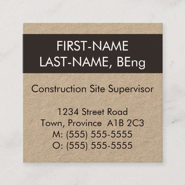 Carte de visite superviseur du site de constructio (Devant)