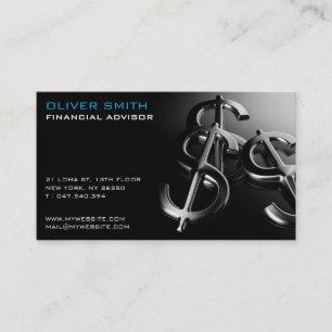 Carte de visite sur fond noir finance et dollar