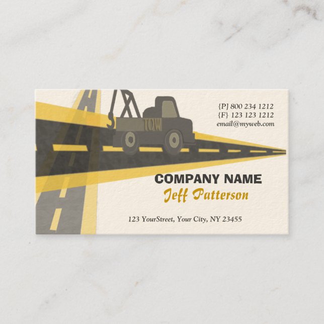 Carte De Visite Sur la route Tow Trucking Automotive Trucking Trav (Devant)