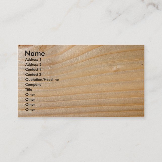 Carte de visite sur le bois non fini (Devant)