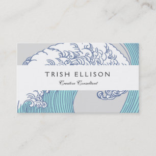 Carte De Visite Surf asiatique japonais Vague Art Ocean Art