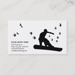 Carte De Visite surf des neiges avec des oiseaux