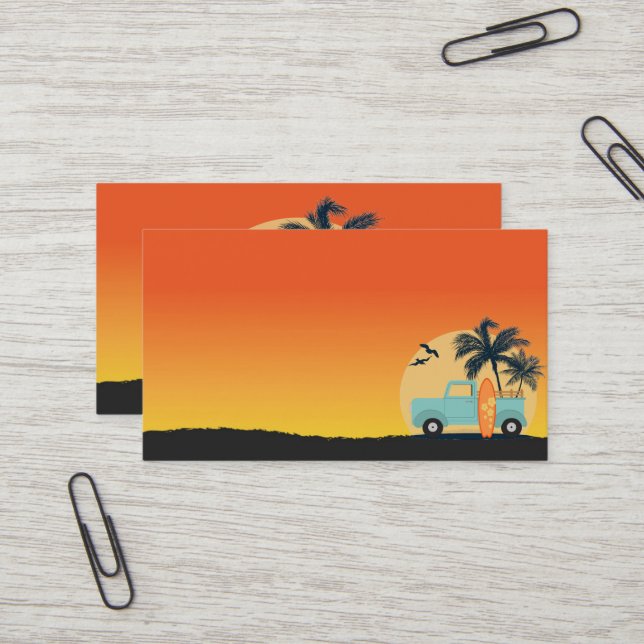 Carte De Visite Surf Retro (Devant/Arrière en situation)