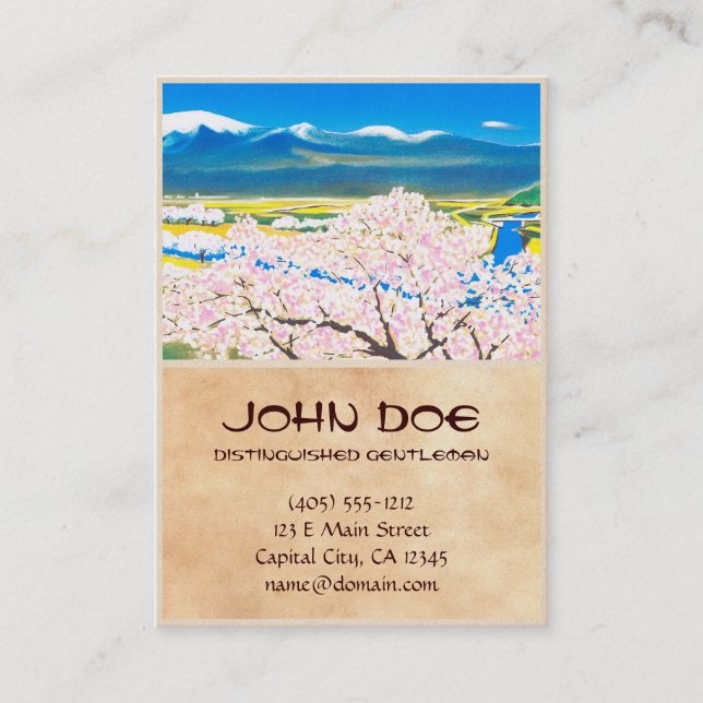 Carte De Visite Surface de rivière des fleurs de cerisier Yamagata (Devant)