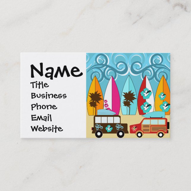 Carte De Visite Surfboards Beach Bum Surfing Hippie Vans (Devant)