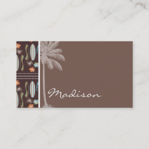 Carte De Visite Surfboards et Hibiscus tropicaux