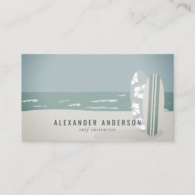 Carte De Visite Surfboards Surf de plage Instructeur Shop Blue (Devant)