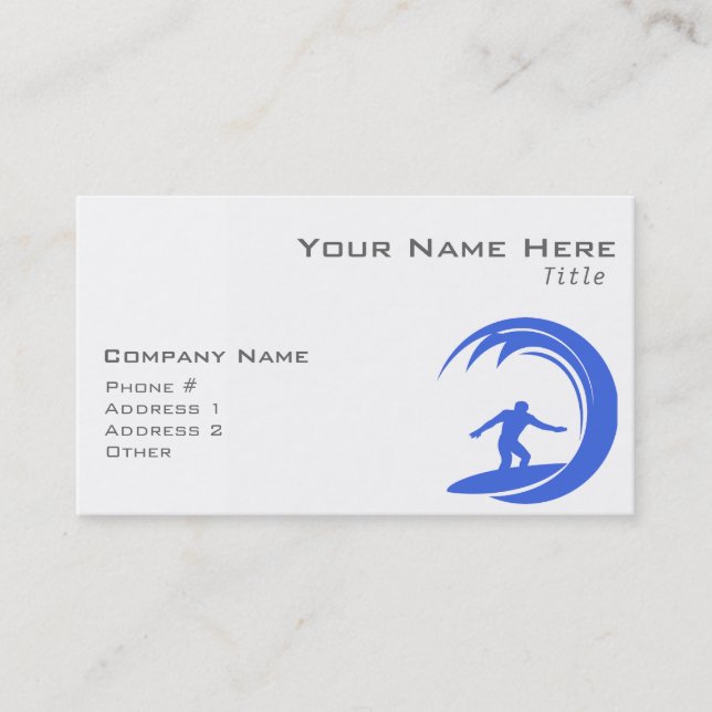 Carte De Visite Surfing de Royal Blue et White (Devant)