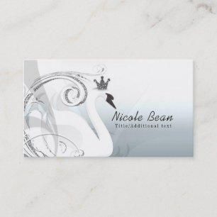 Carte De Visite Swan Princess Silver & White Elegant Custom Chic