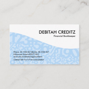 Carte De Visite Sweet Blue Numbers Wave Bookkeeper
