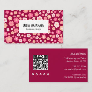 Carte De Visite Sweet Daisies Floral QR Code Social Media Chic