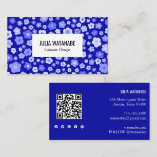 Carte De Visite Sweet Daisies Floral QR Code Social Media Chic