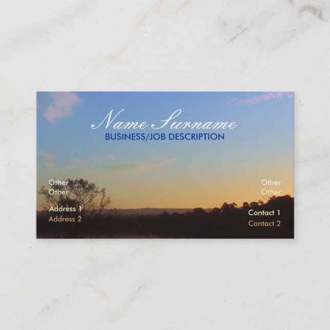 Carte de visite Sweet Dusk Skies (Devant)
